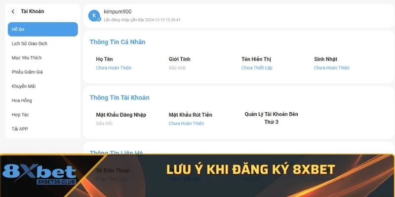 Lưu ý khi đăng ký 8Xbet Lưu ý khi đăng ký 8Xbet
